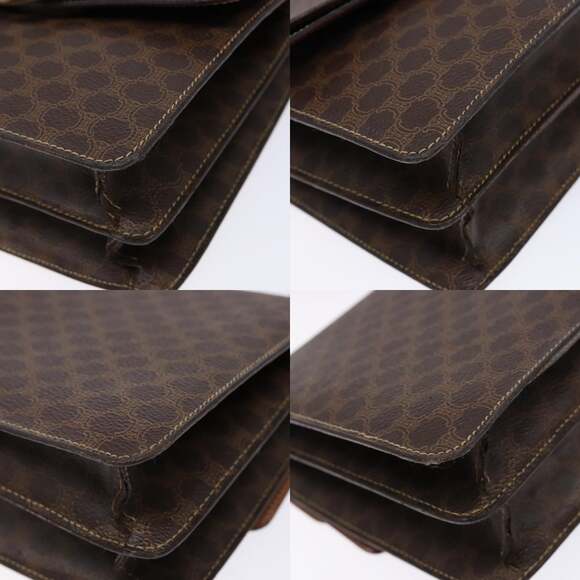 CELINE Macadam Canvas Hand Bag Pvc Leather Brown Gold - Picture 10 of 13